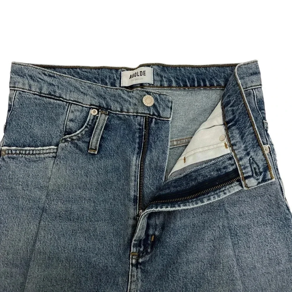 AGOLDE 90's Denim Mini Jean Skirt High Waisted Blue Cotton Festival Size 24 - Picture 8 of 13